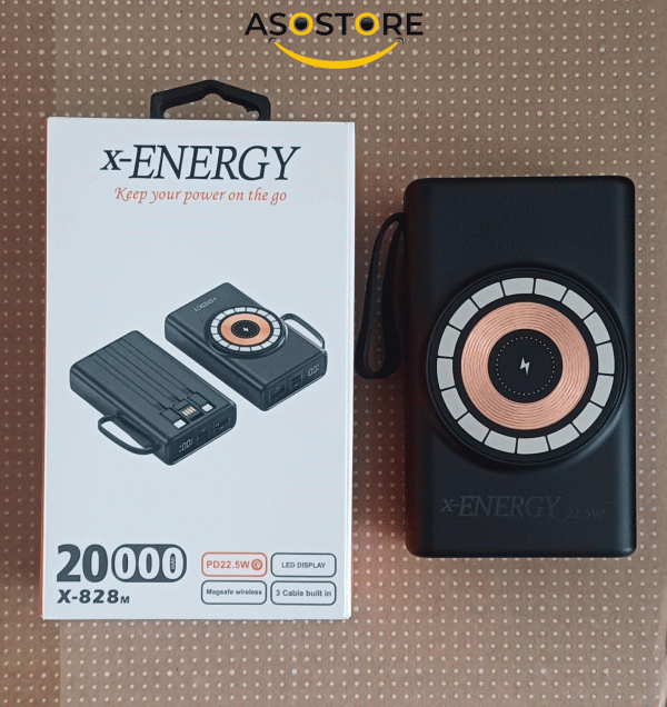 پاور بانک بی سیم فست شارژ ایکس انرژی X-828M PD 22.5W ظرفیت 20000 میلی آمپر ساعت