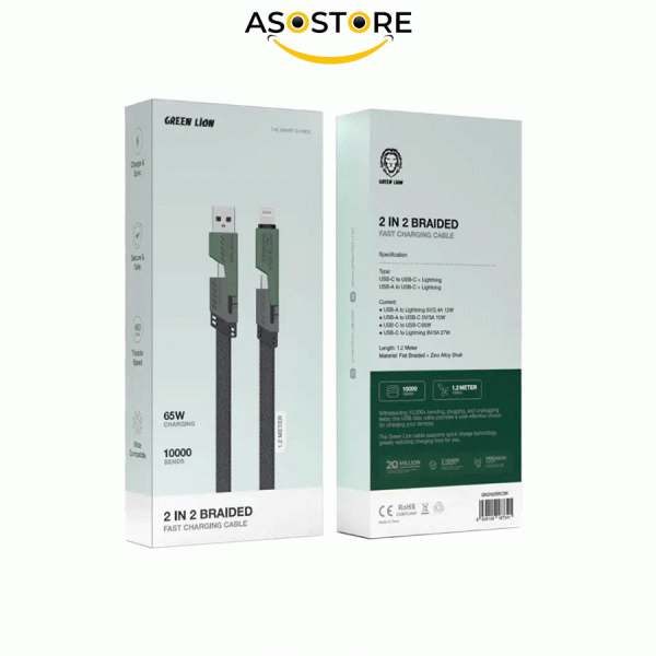 کابل شارژر چهار کاره گرین لاین 65w طول 1.2 متر - تصویر 2